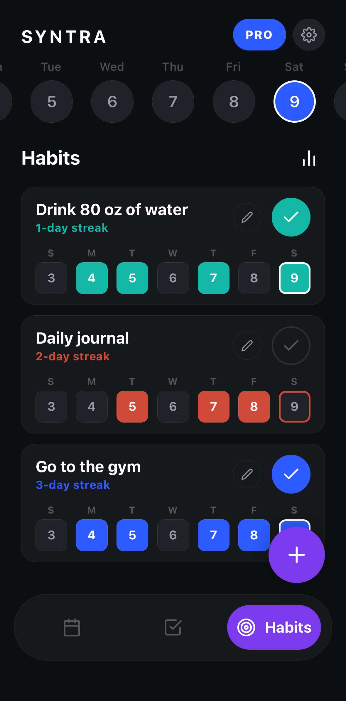 Habit tracker with streaks